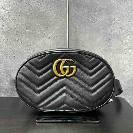 Gucci GG Marmont Belt Bag JZ - Black Leather Waist Bag