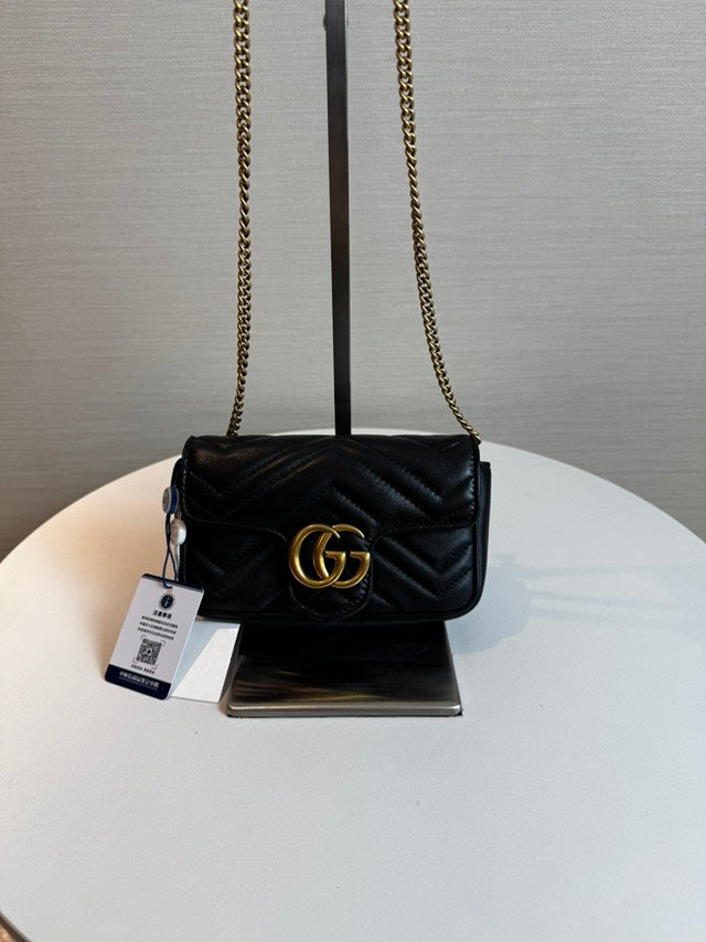 Gucci GG Marmont Black Leather Matelassé Mini Bag -
