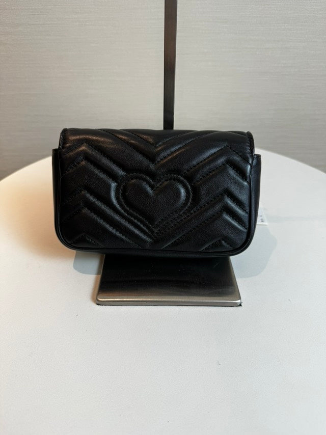 Gucci GG Marmont Black Leather Matelassé Mini Bag -
