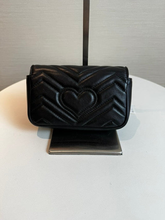 Gucci GG Marmont Black Leather Matelassé Mini Bag -