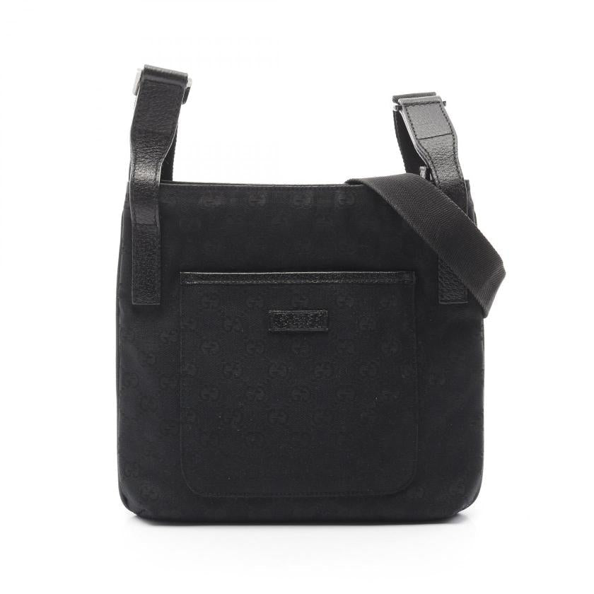 GUCCI GG Canvas Shoulder Bag Leather Black - Condition A
