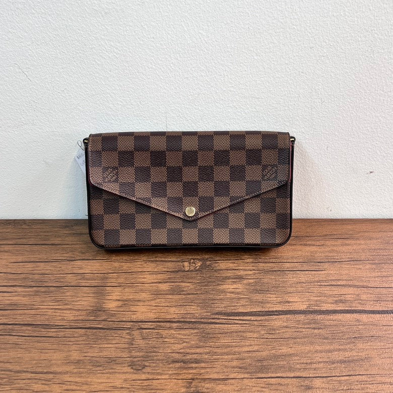 Preloved LV Damier Leather Chain Shoulder Bag 3389