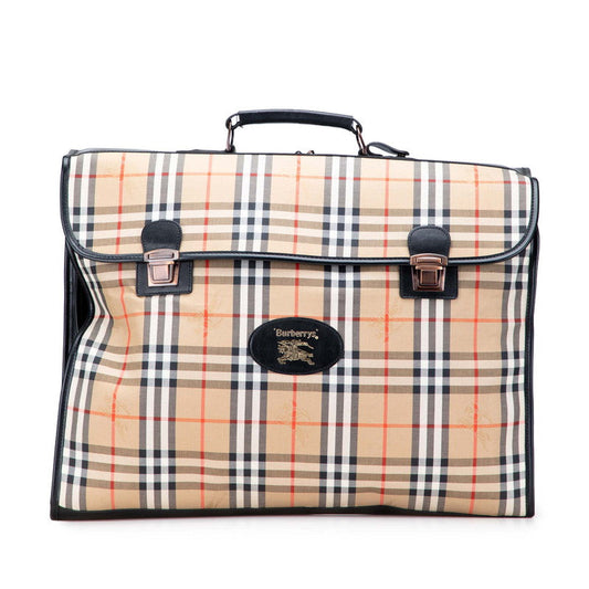 Burberry Nova Check Shadow Horse Canvas Leather Garment Case