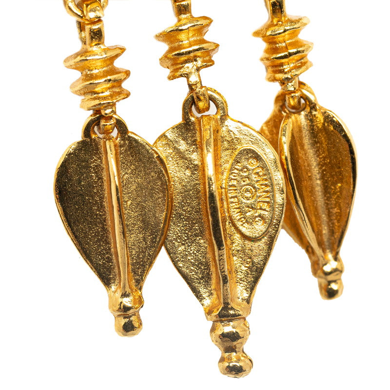 Chanel Vintage Coco Mark Swing Necklace Gold Plated