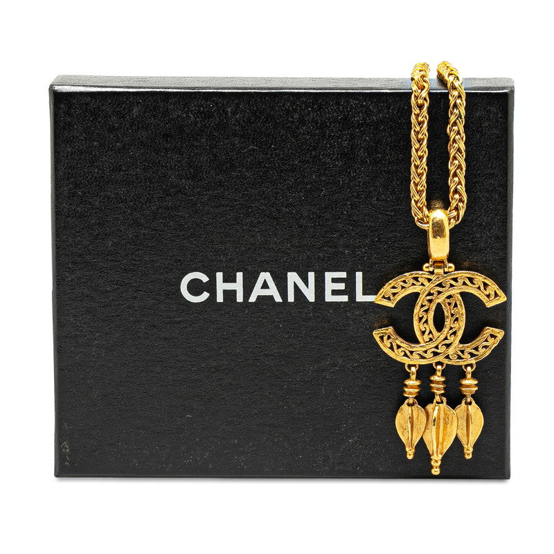 Chanel Vintage Coco Mark Long Necklace Gold Plated