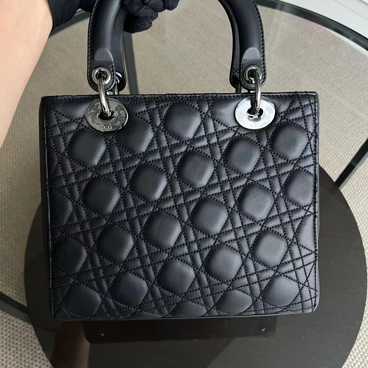*Rare* Lady Medium Anselm Reyle Cannage Calfskin Limited Edition Black SHW