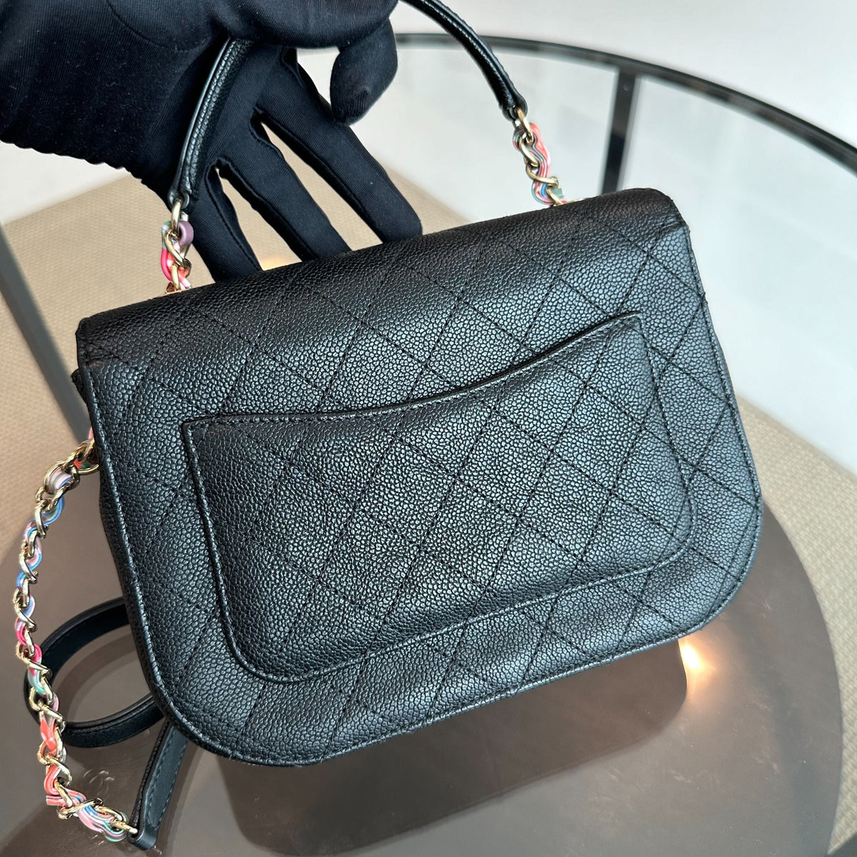 *Rare, Like New* Cuba Coco Caviar Quilted Cross Body Black GHW No 23