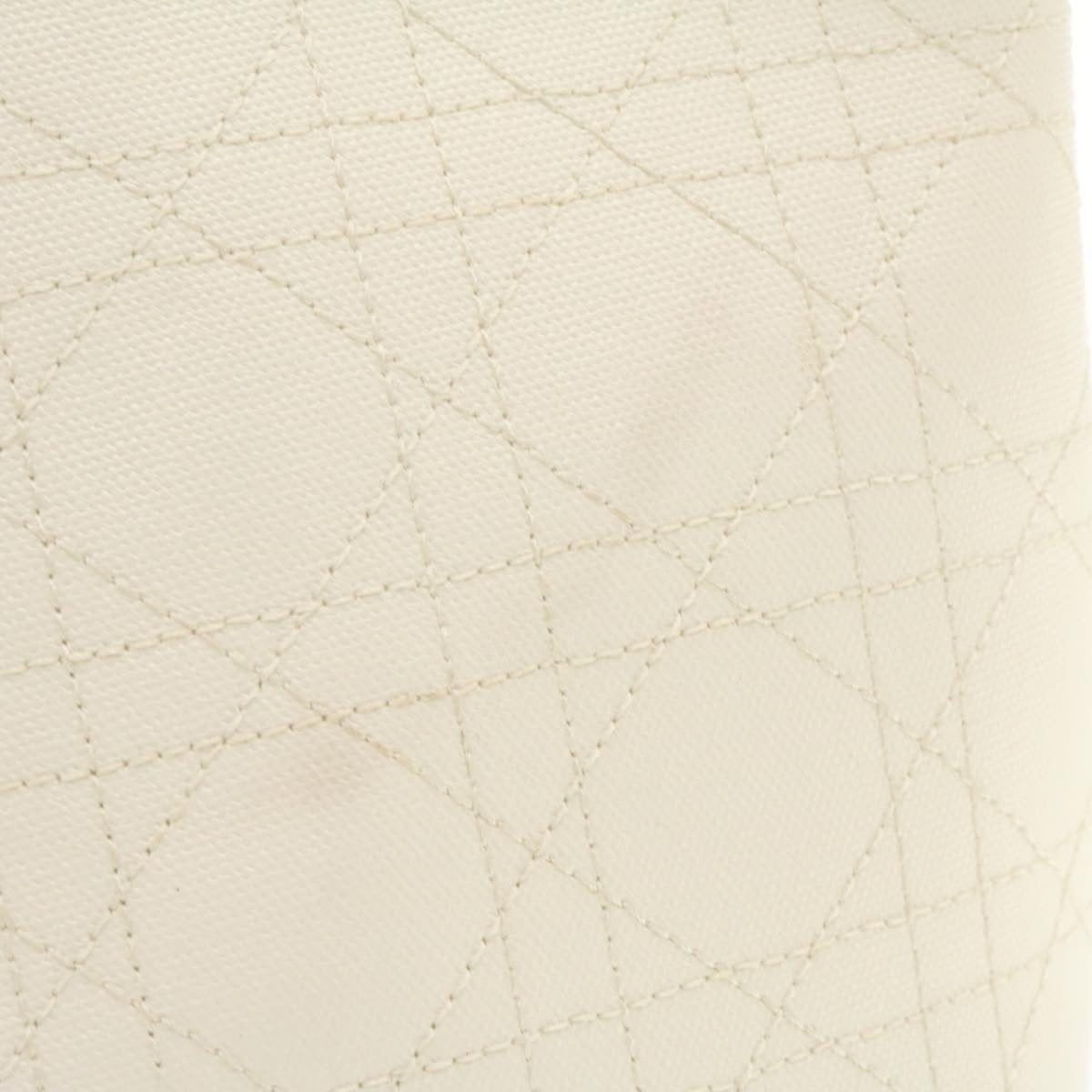 CHRISTIAN DIOR Panarea Tote Bag Coated Canvas White Auth rd1228