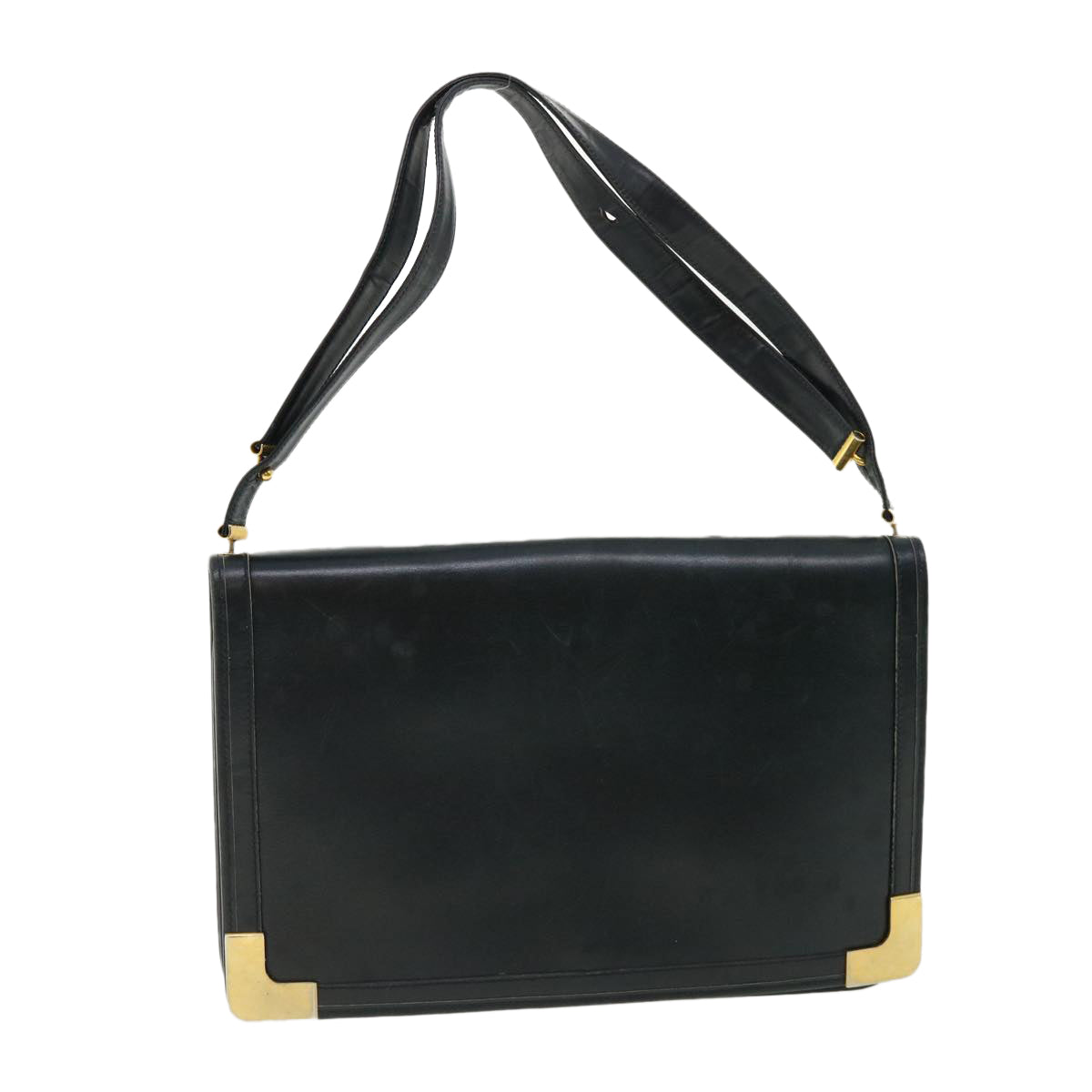 CHRISTIAN DIOR Shoulder Bag Leather Navy Auth rd2984