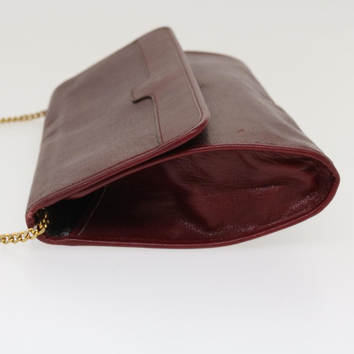 CHRISTIAN DIOR Chain Shoulder Bag Leather Red Auth rd4545