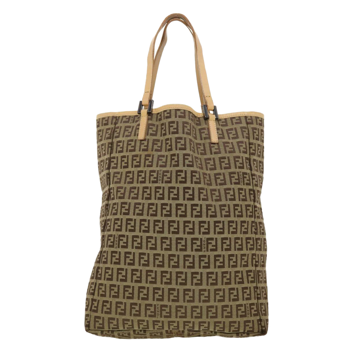 FENDI Zucchino Canvas Tote Bag Beige 3677/8BH006028 Auth rd4733