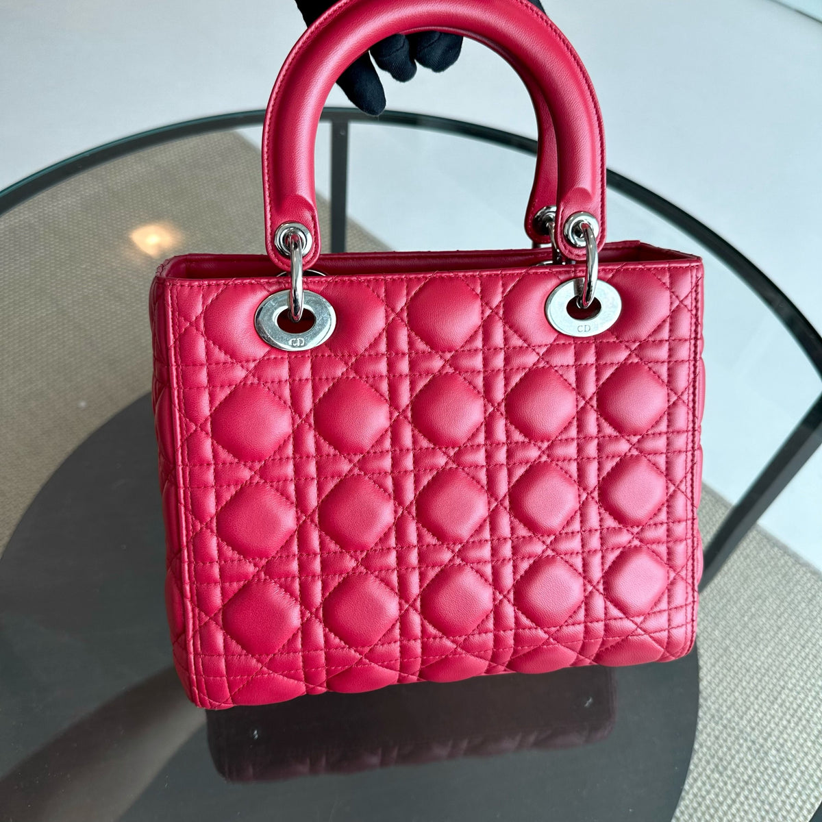 *Receipt*  Lady Medium Cannage Lambskin Red SHW
