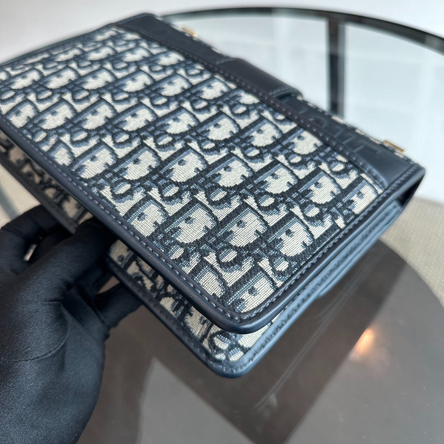 *Receipt* Montaigne 30 Oblique Monogram Blue Shoulder Bag GHW