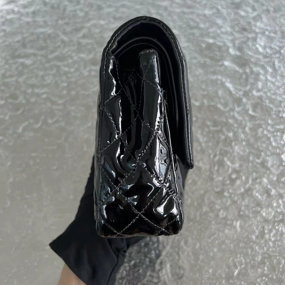 *Recolor* Medium Quilted Patent Leather Black Silver Hardware Series 17