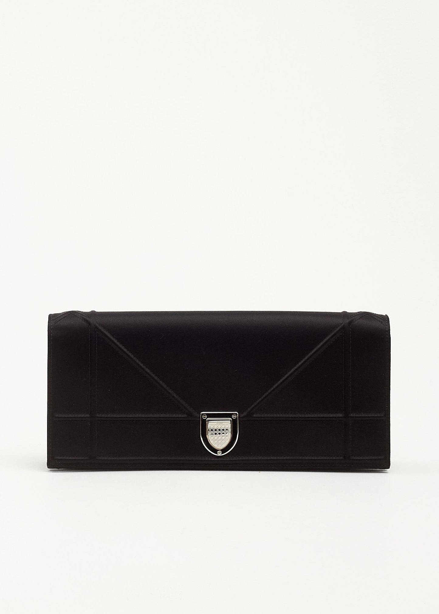 Dior Black Satin Diorama Convertible Chain Clutch