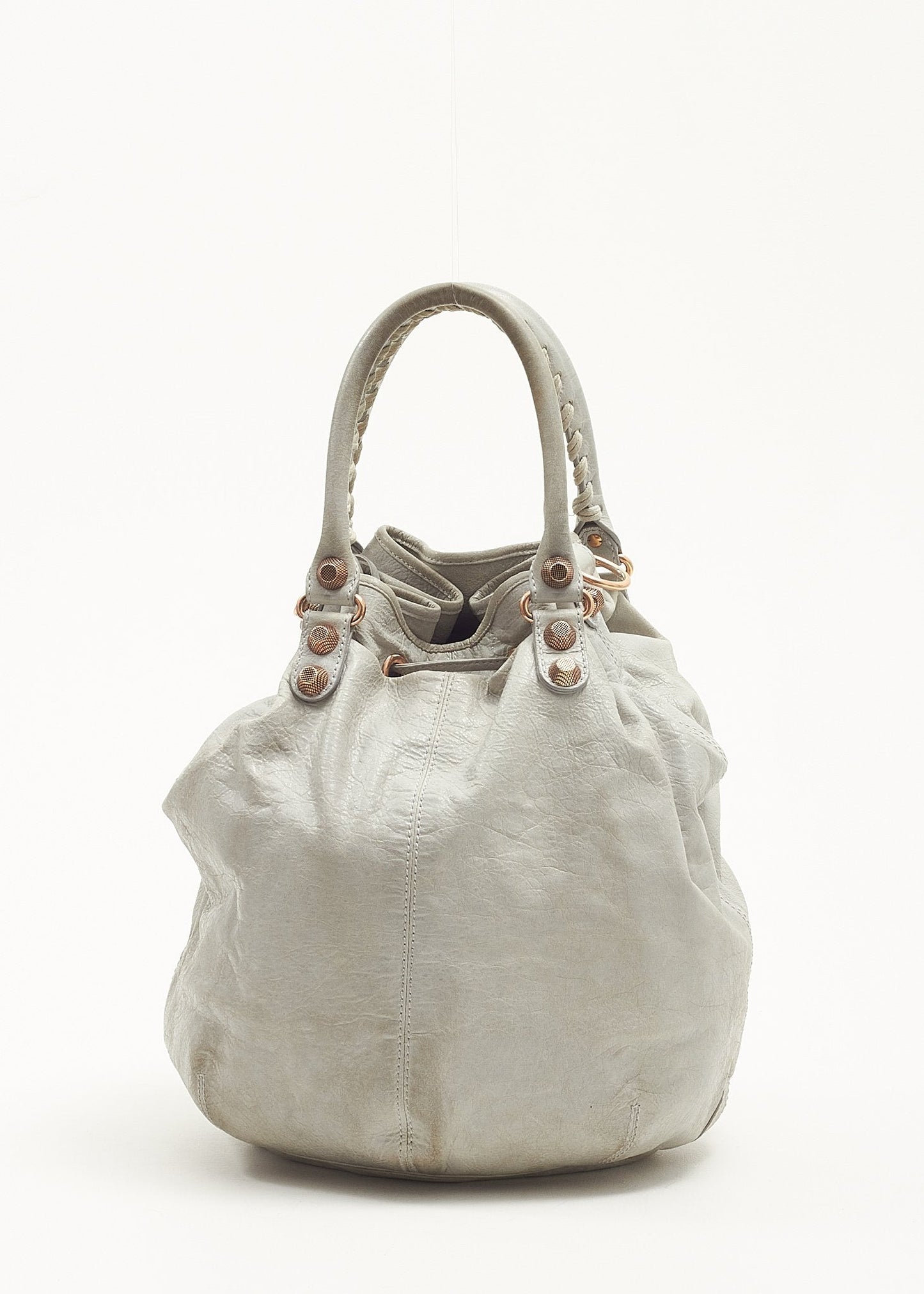 Balenciaga Seafoam (Vert D'eau) Agneau Brogues Giant Covered Pompon Tote