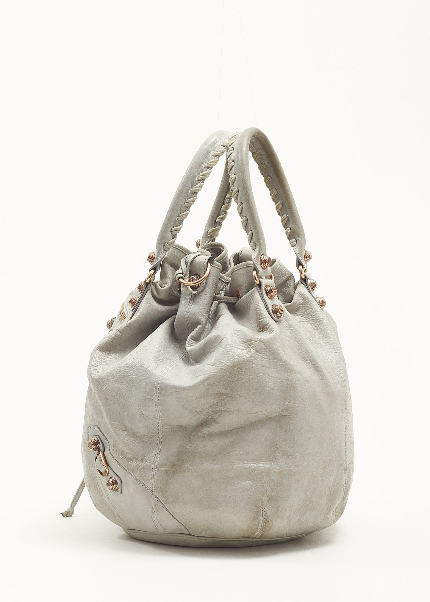 Balenciaga Seafoam (Vert D'eau) Agneau Brogues Giant Covered Pompon Tote