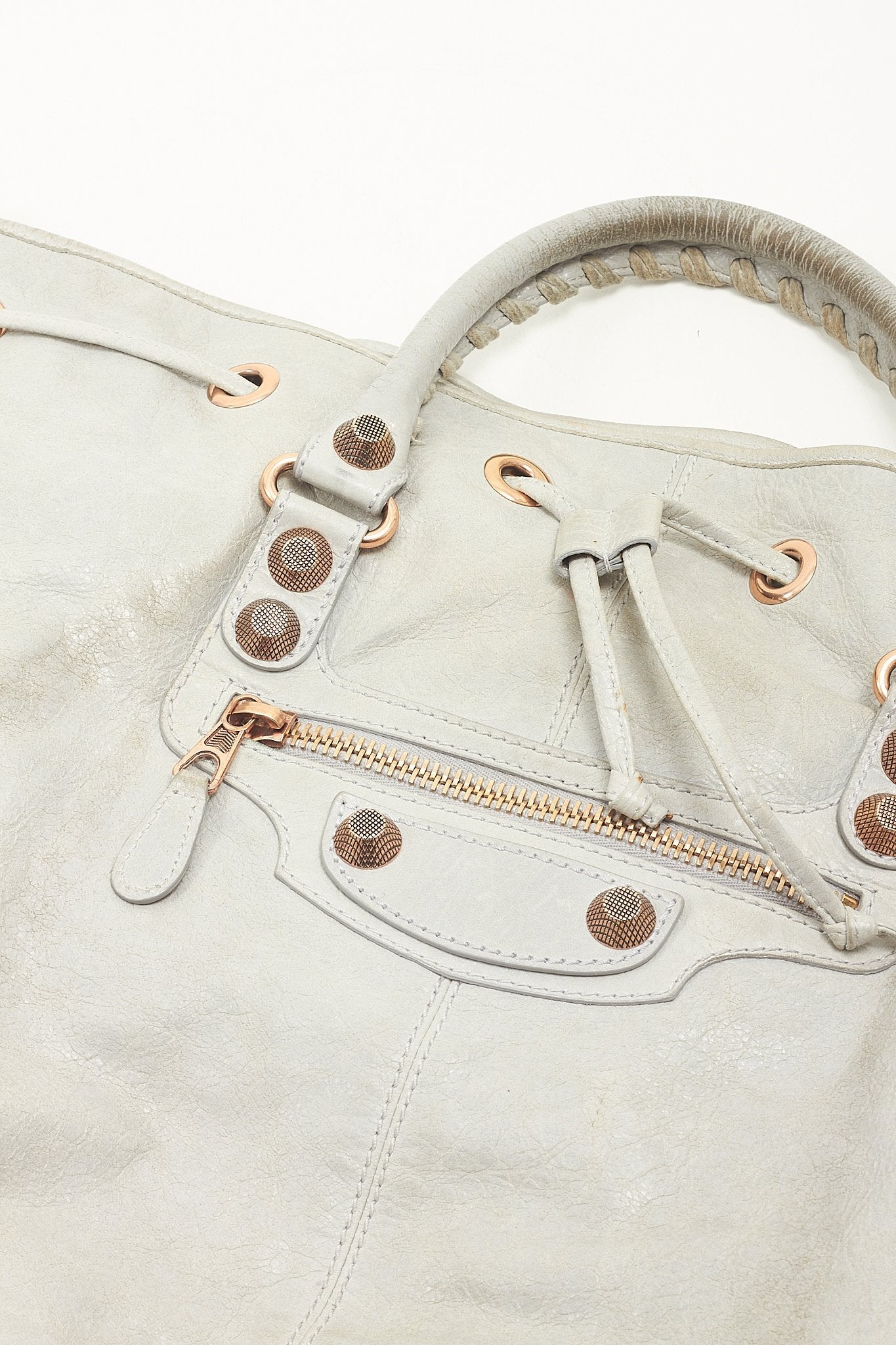 Balenciaga Seafoam (Vert D'eau) Agneau Brogues Giant Covered Pompon Tote