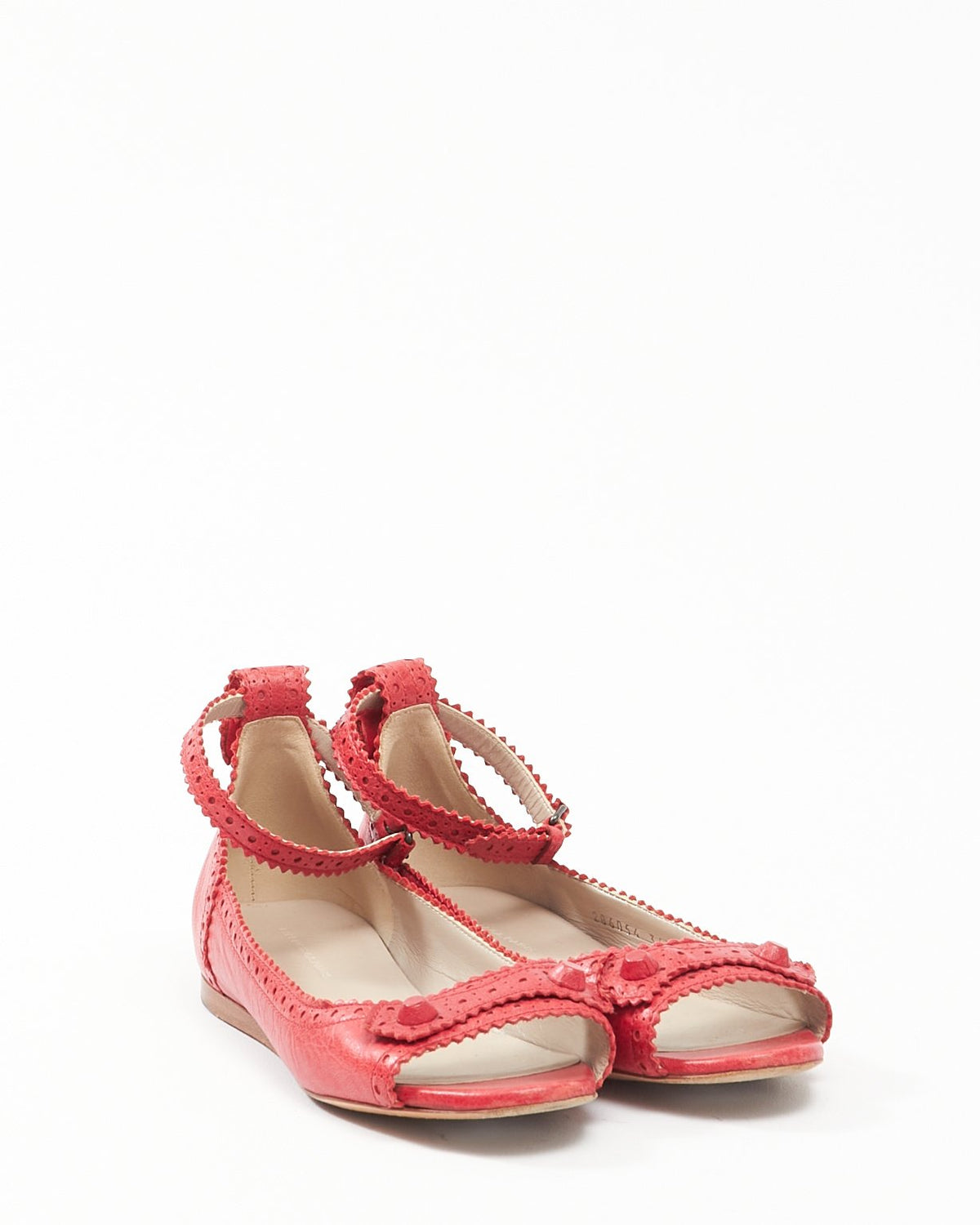 Balenciaga Red Motorcross City Ballerina Open Toe Flats - 36.5