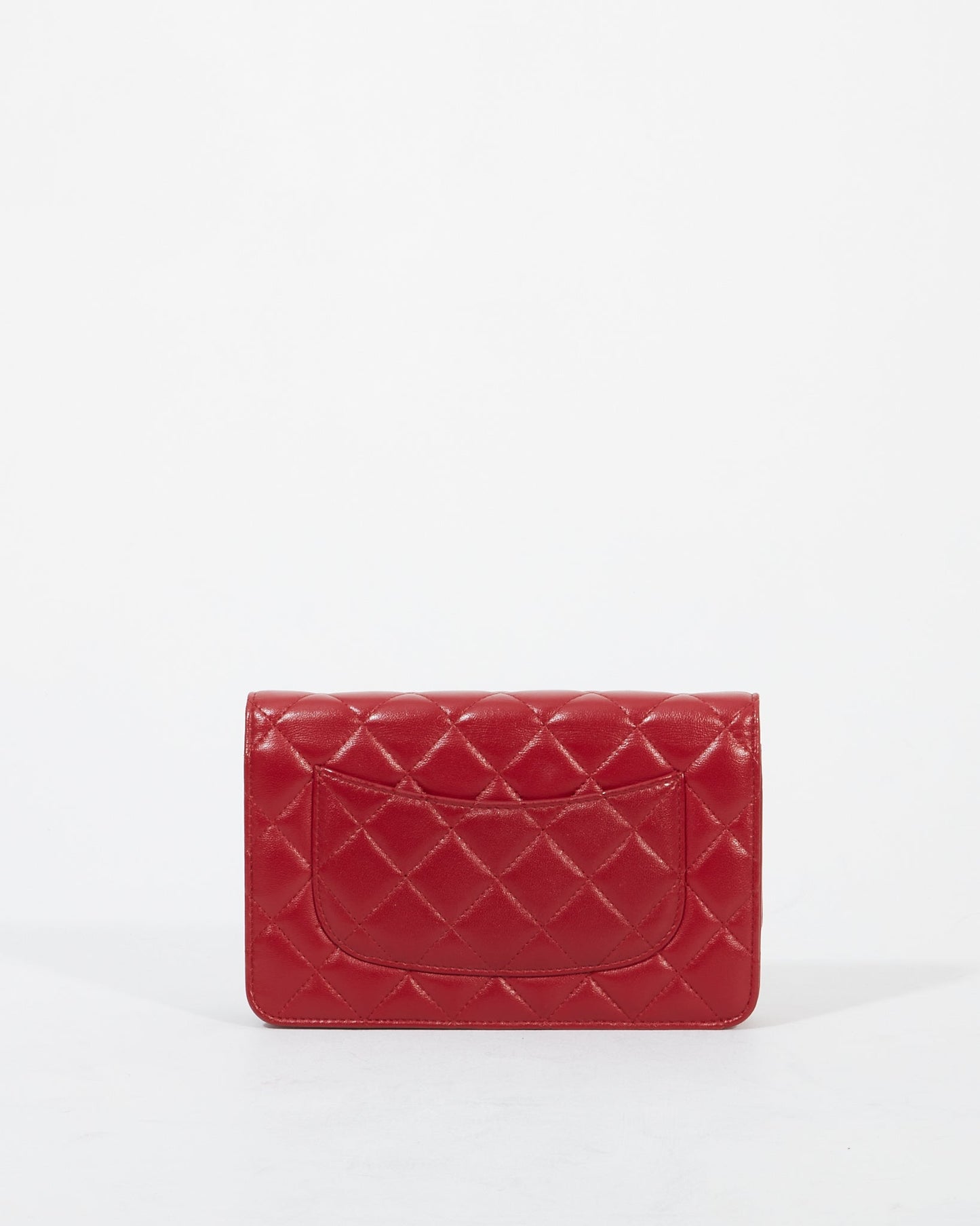Chanel Red Lambskin Leather SHW Wallet On chain