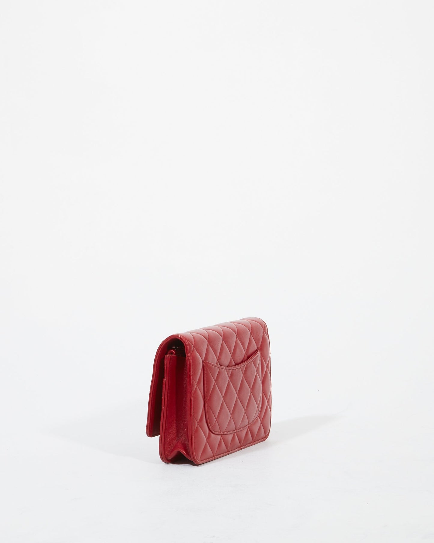 Chanel Red Lambskin Leather SHW Wallet On chain