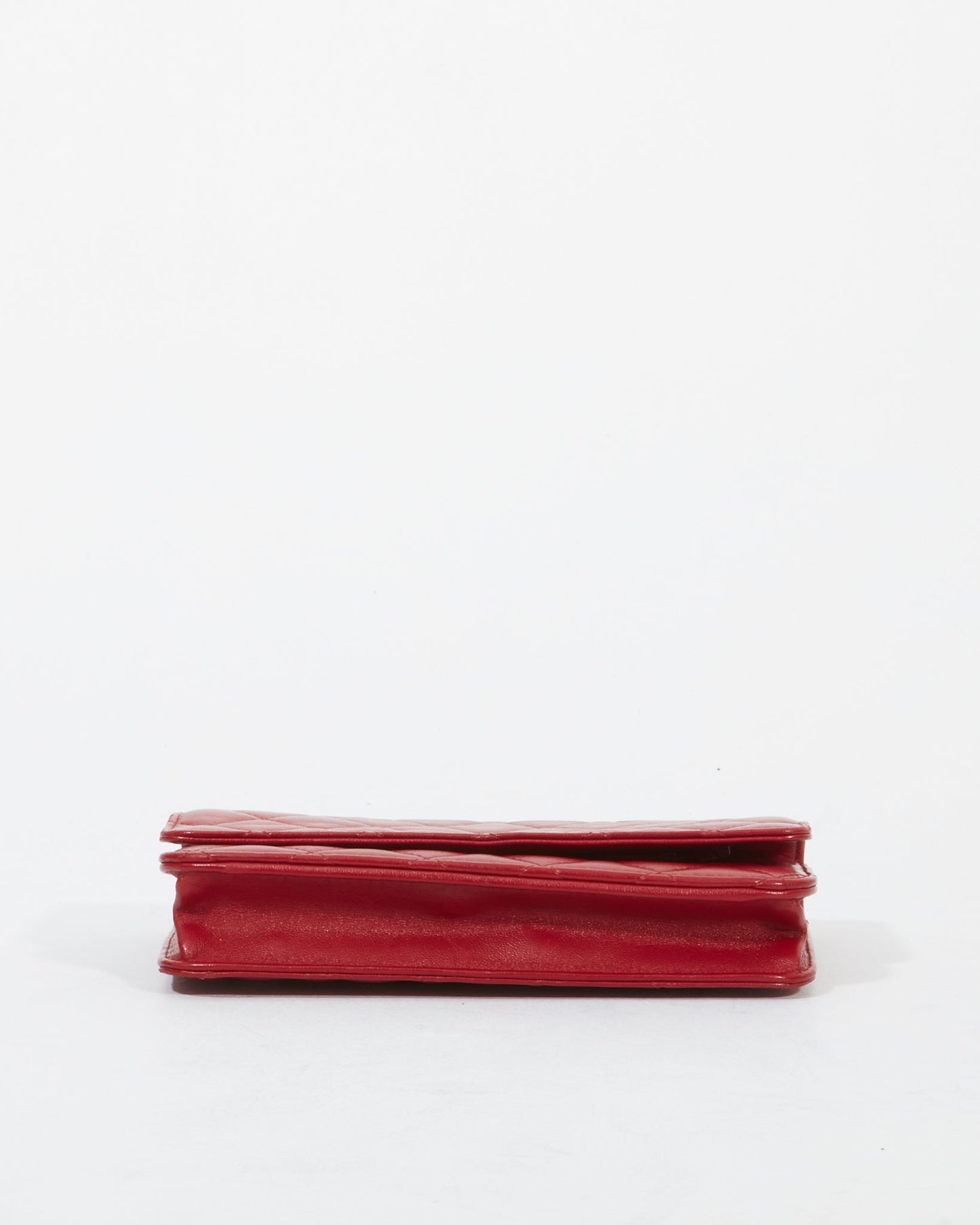 Chanel Red Lambskin Leather SHW Wallet On chain