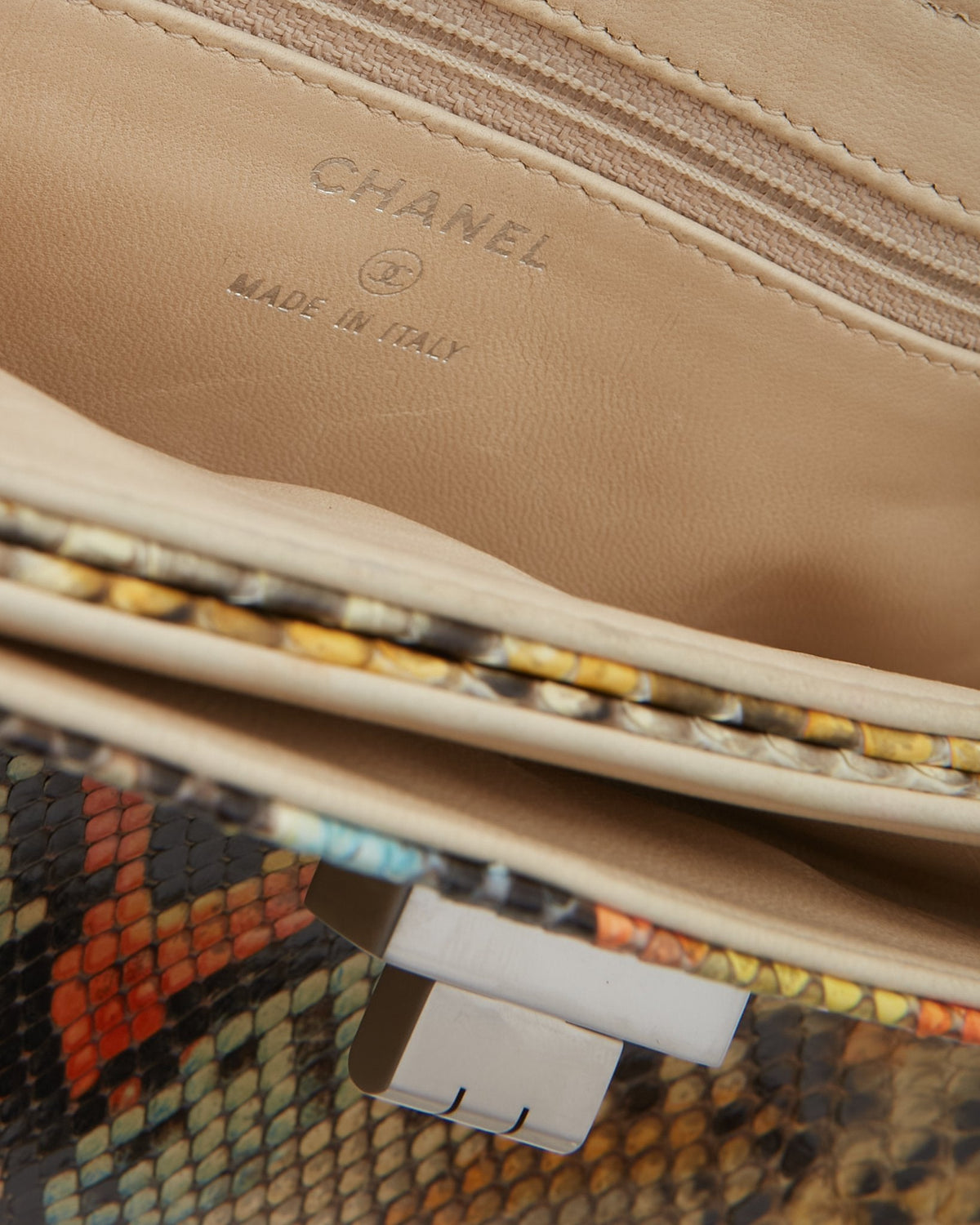 Chanel Multi Color Python Reissue Clutch
