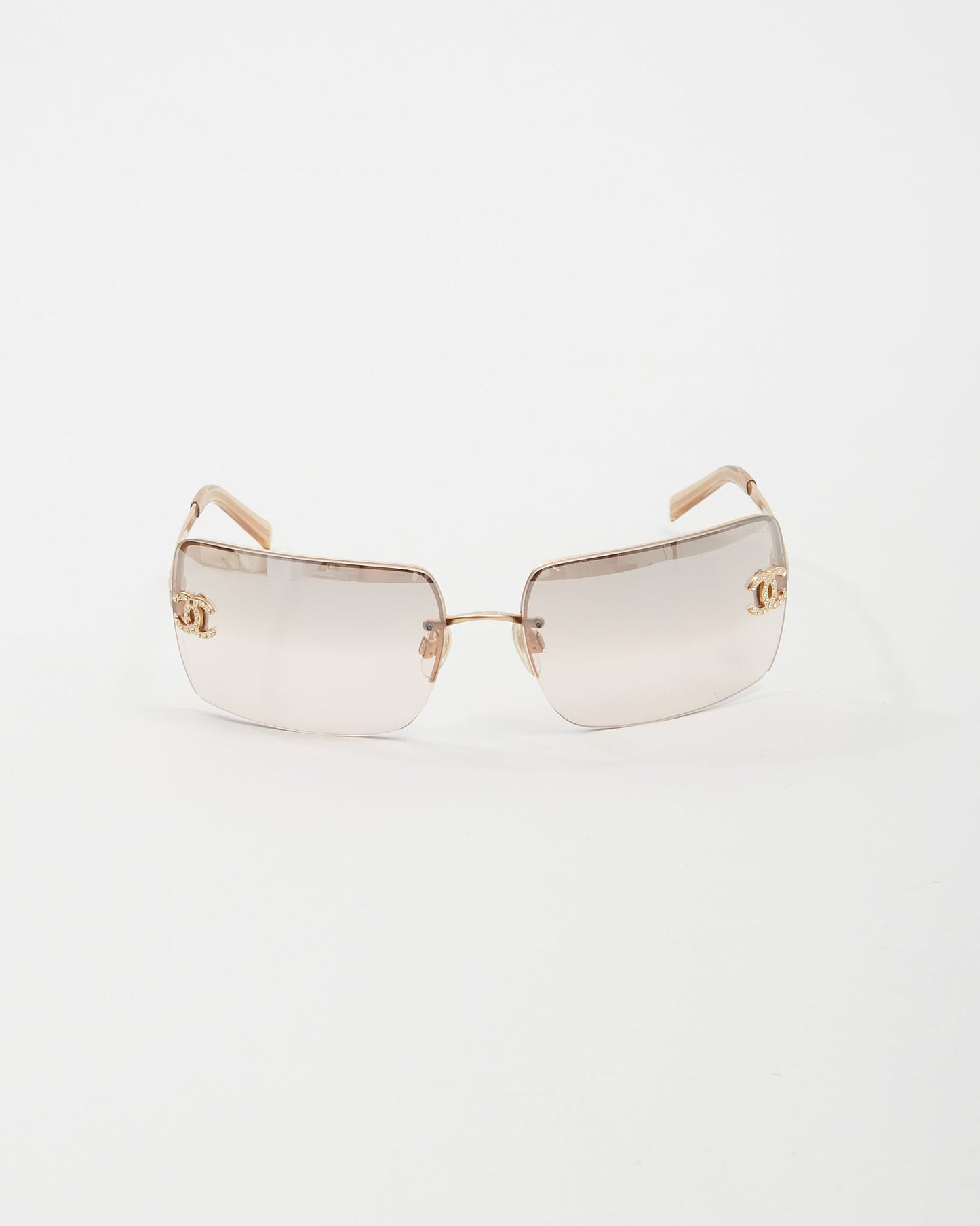 Chanel Gold Square 4092-B Rhinestone CC Sunglasses