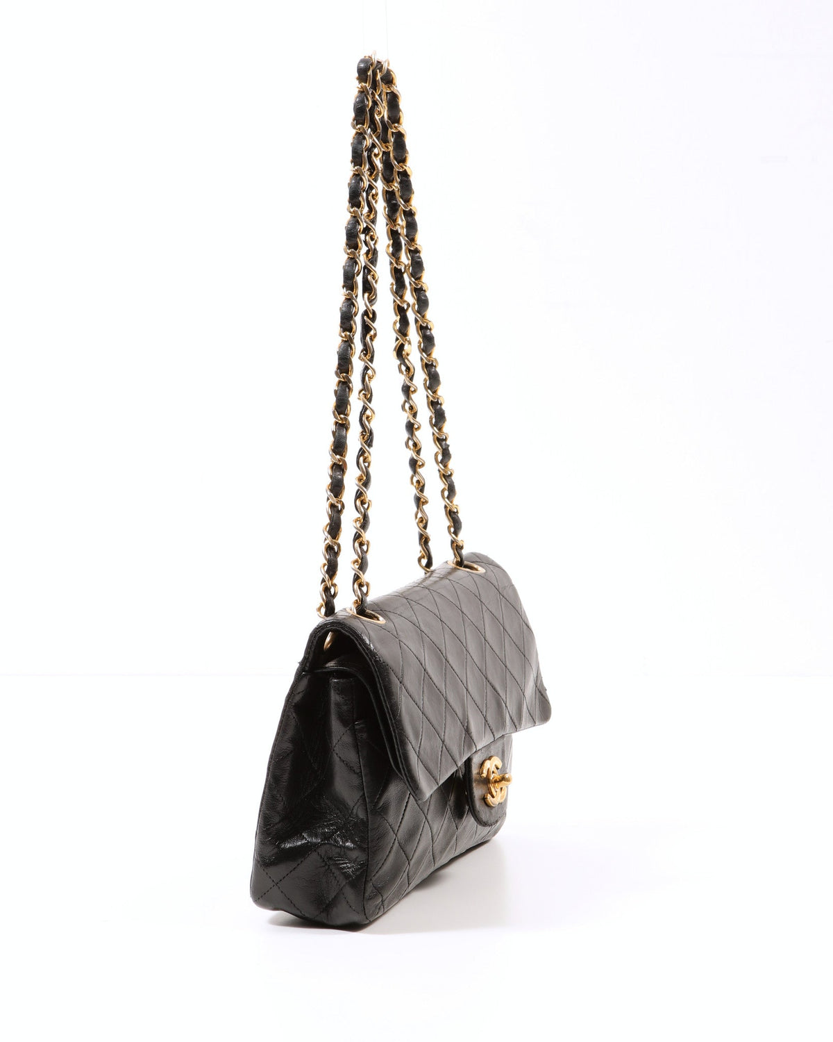 Chanel Vintage Black Lambskin Small Classic Double Flap Bag GHW
