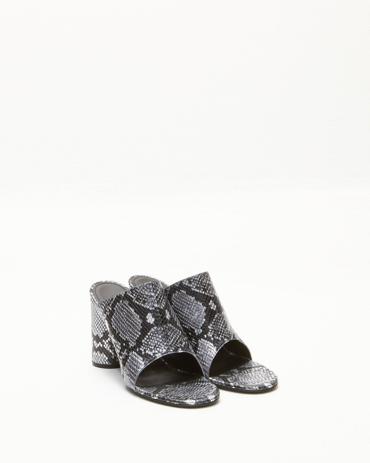 Balenciaga Silver Snakeskin Mule Heel - 40