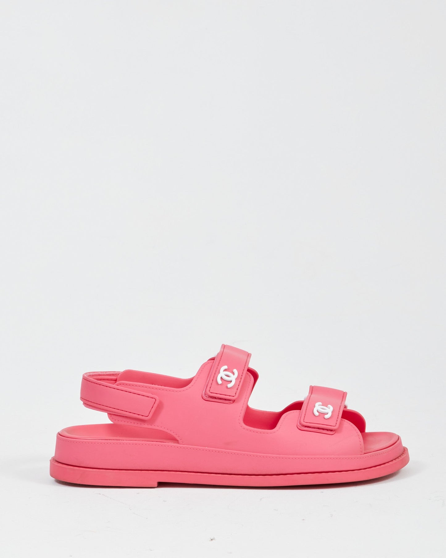 Chanel Fuchsia Rubber Strap Dad Sandal - 40