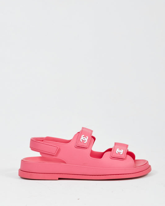 Chanel Fuchsia Rubber Strap Dad Sandal - 40