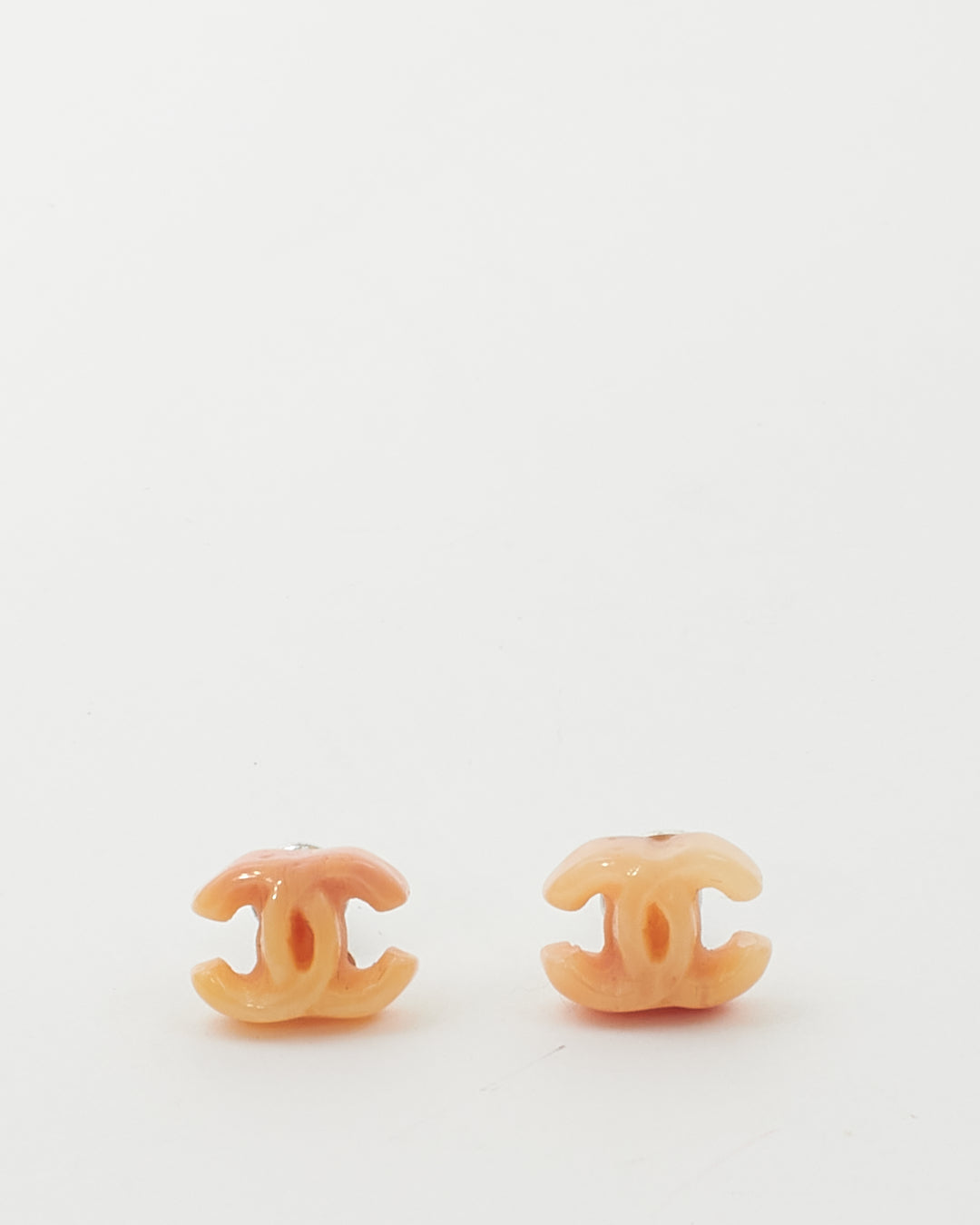 Chanel CC Pierce Earrings Pink Beige