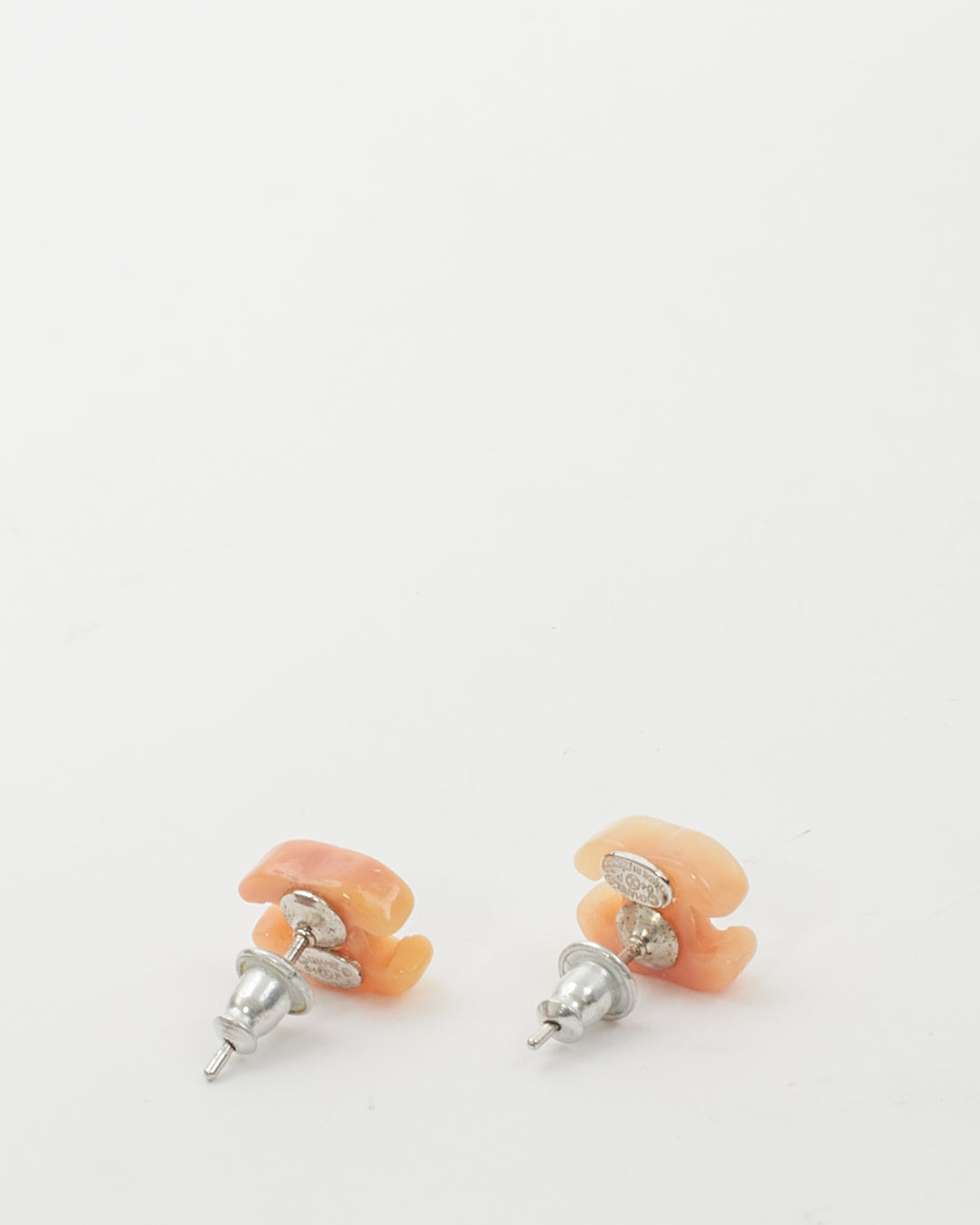 Chanel CC Pierce Earrings Pink Beige