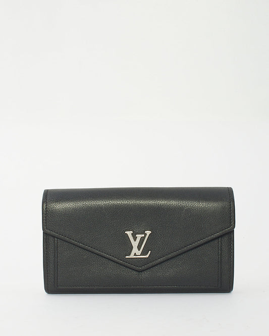 Louis Vuitton Black Leather My Lock Me Long Wallet