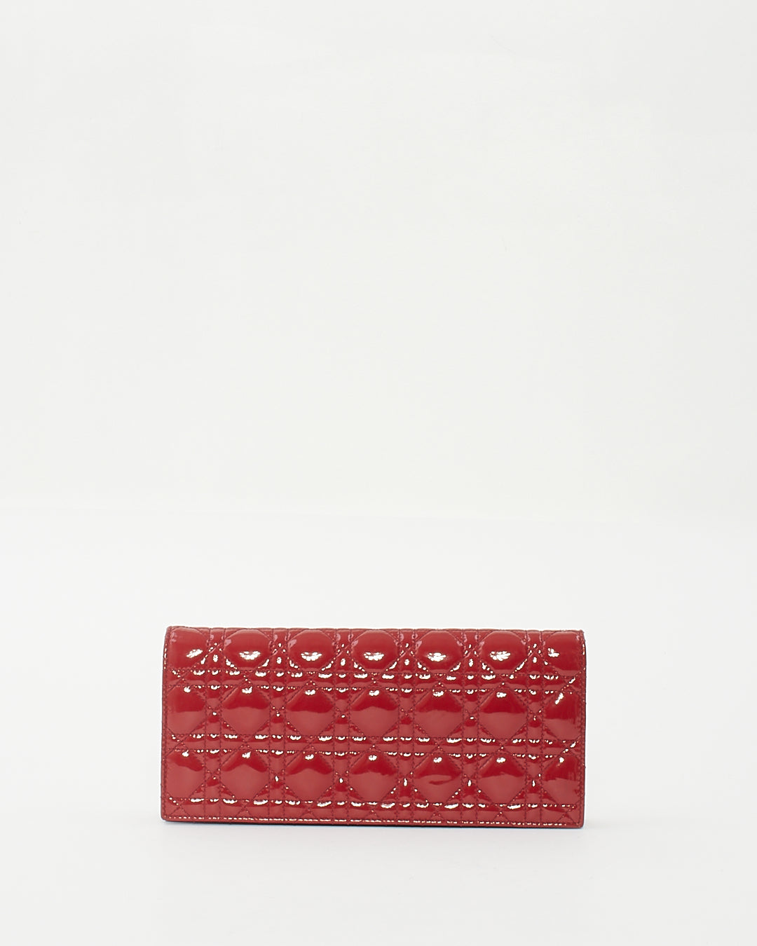 Dior Red Cannage Patent Leather Lady Dior Chain Clutch