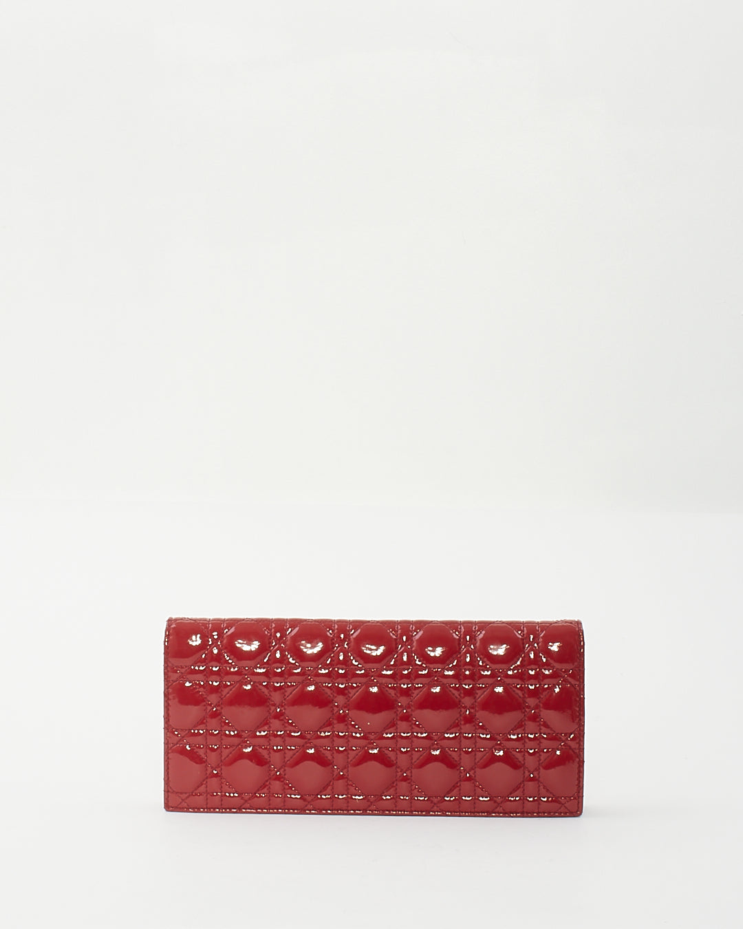 Dior Red Cannage Patent Leather Lady Dior Chain Clutch