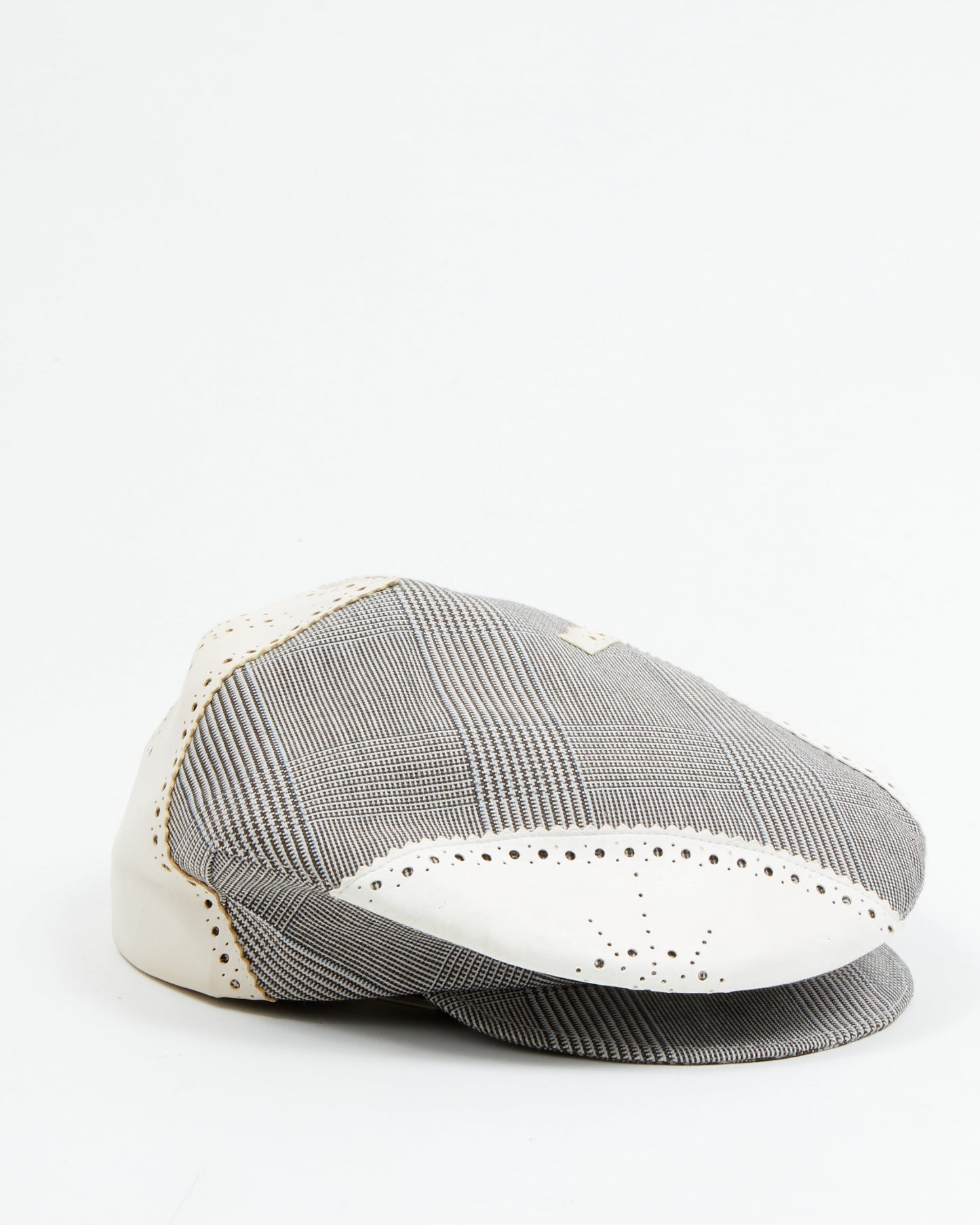Dior Black/White Brogue Patent Leather & Fabric Faux Pearl D-Trick Beret - 56