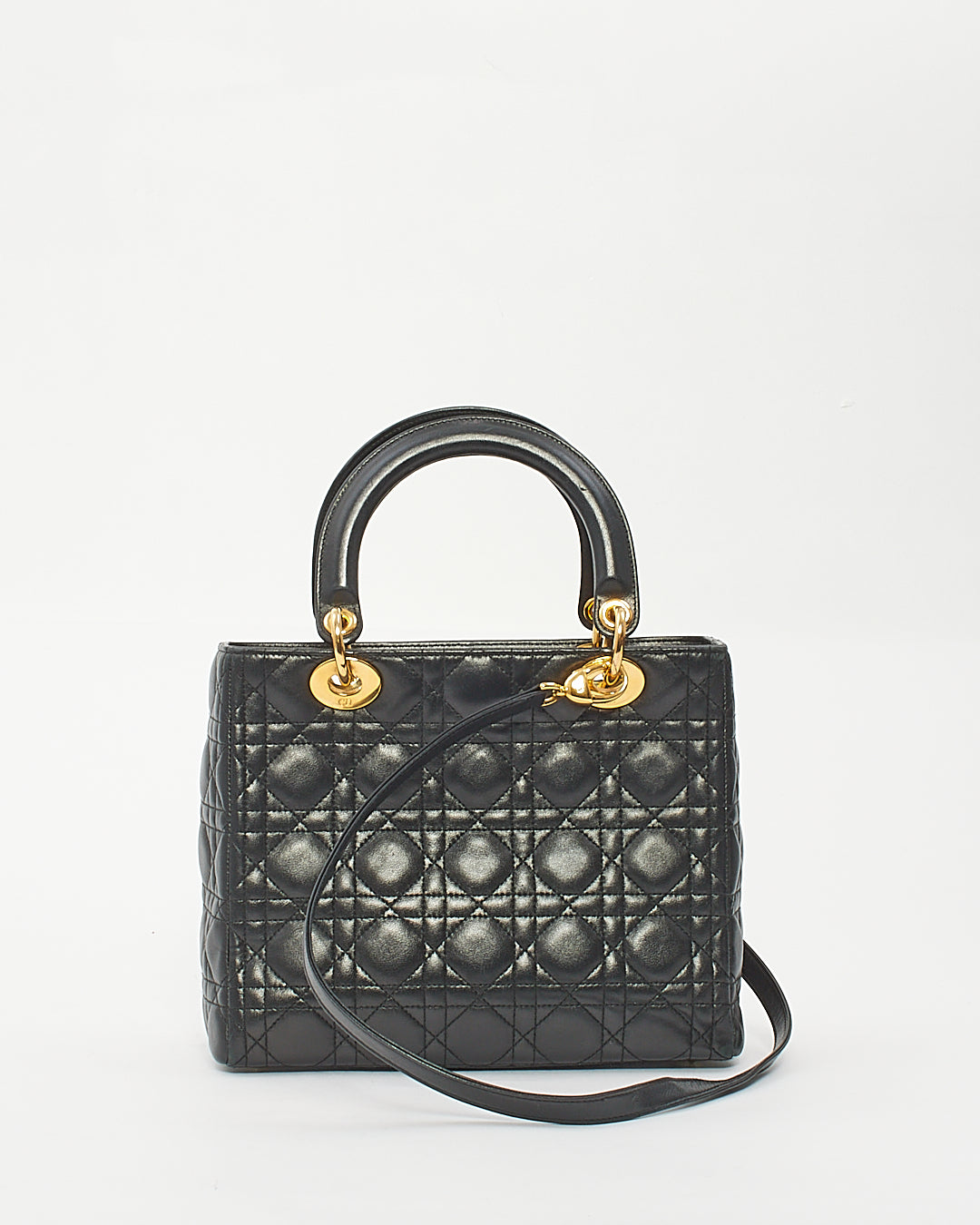 Dior Black Cannage Lambskin Leather Medium Lady Dior Bag GHW
