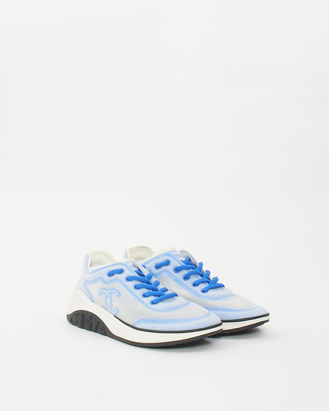Chanel Blue Mesh/Lycra 19P CC Logo Sneakers- 38