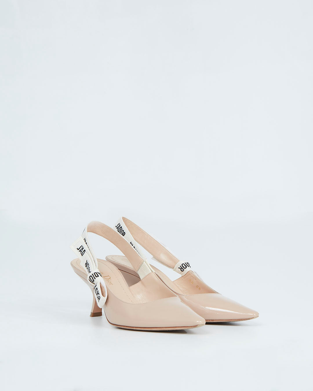 Dior Nude Patent Logo Slingback Kitten Heel - 36