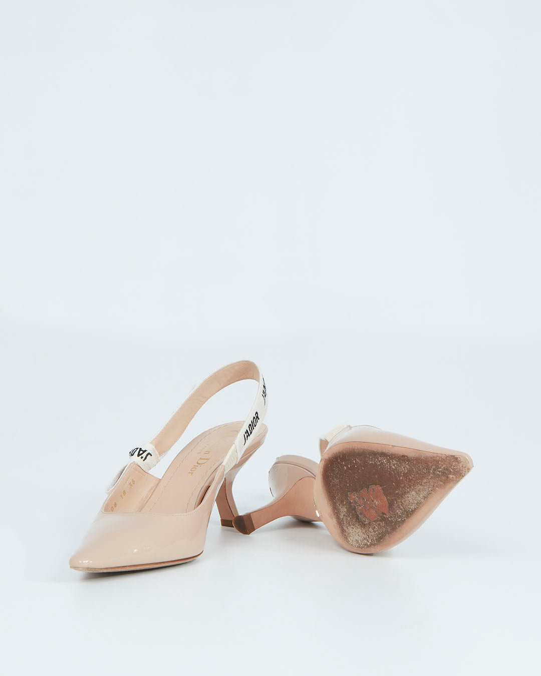 Dior Nude Patent Logo Slingback Kitten Heel - 36