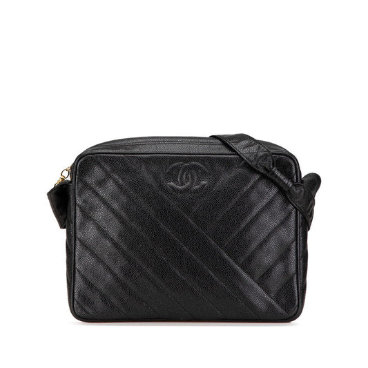 Chanel Coco Mark Bias Stitch Caviar Skin Shoulder Bag