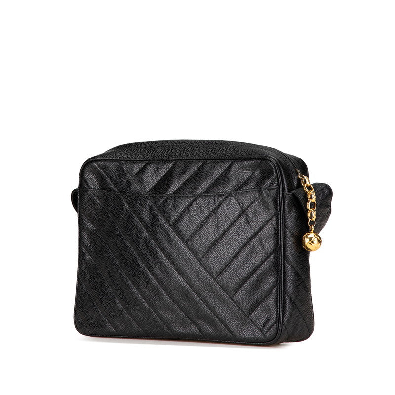 Chanel Coco Mark Bias Stitch Caviar Skin Shoulder Bag
