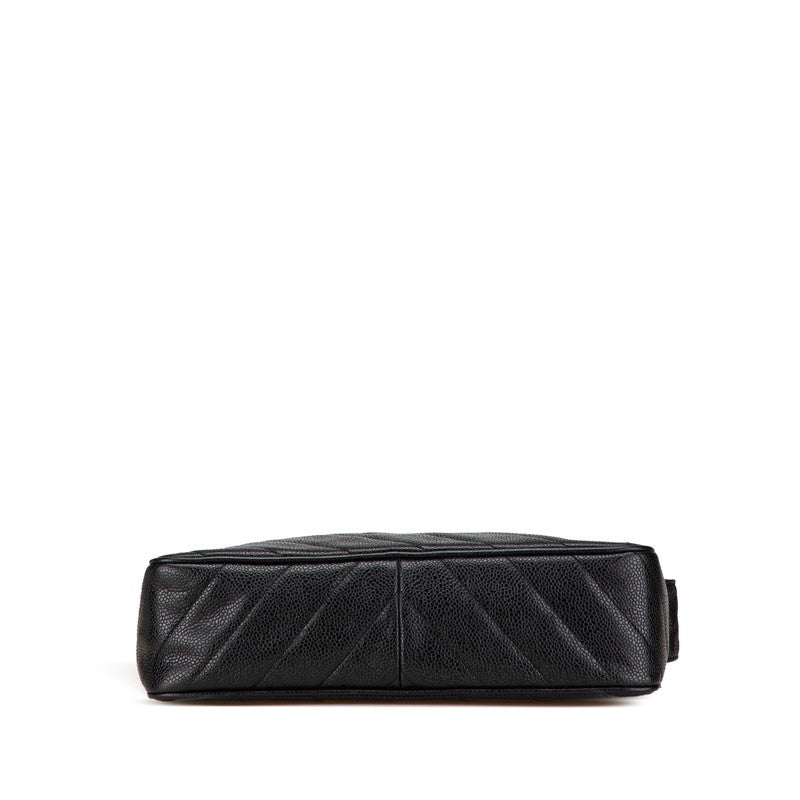 Chanel Coco Mark Bias Stitch Caviar Skin Shoulder Bag