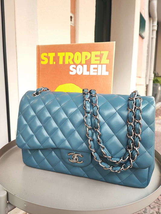 Chanel - Sac Timeless Jumbo Bleu
