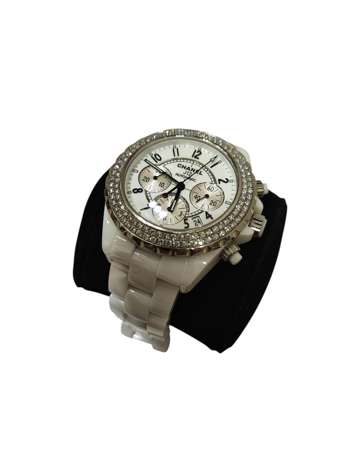 Chanel - Montre J12 céramique blanche et diamants