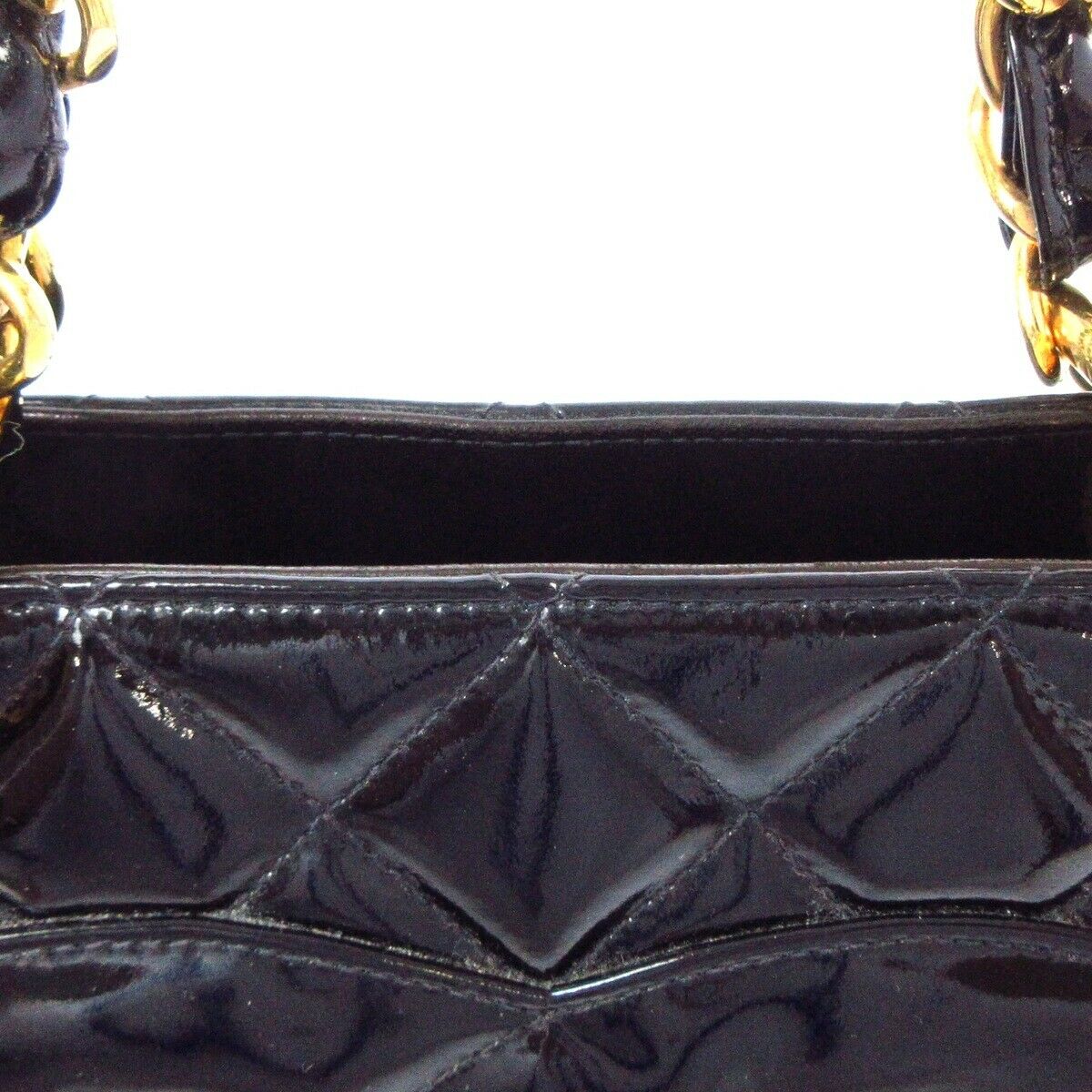 Vintage Grand Shopping Tote Patent Leather Black GHW