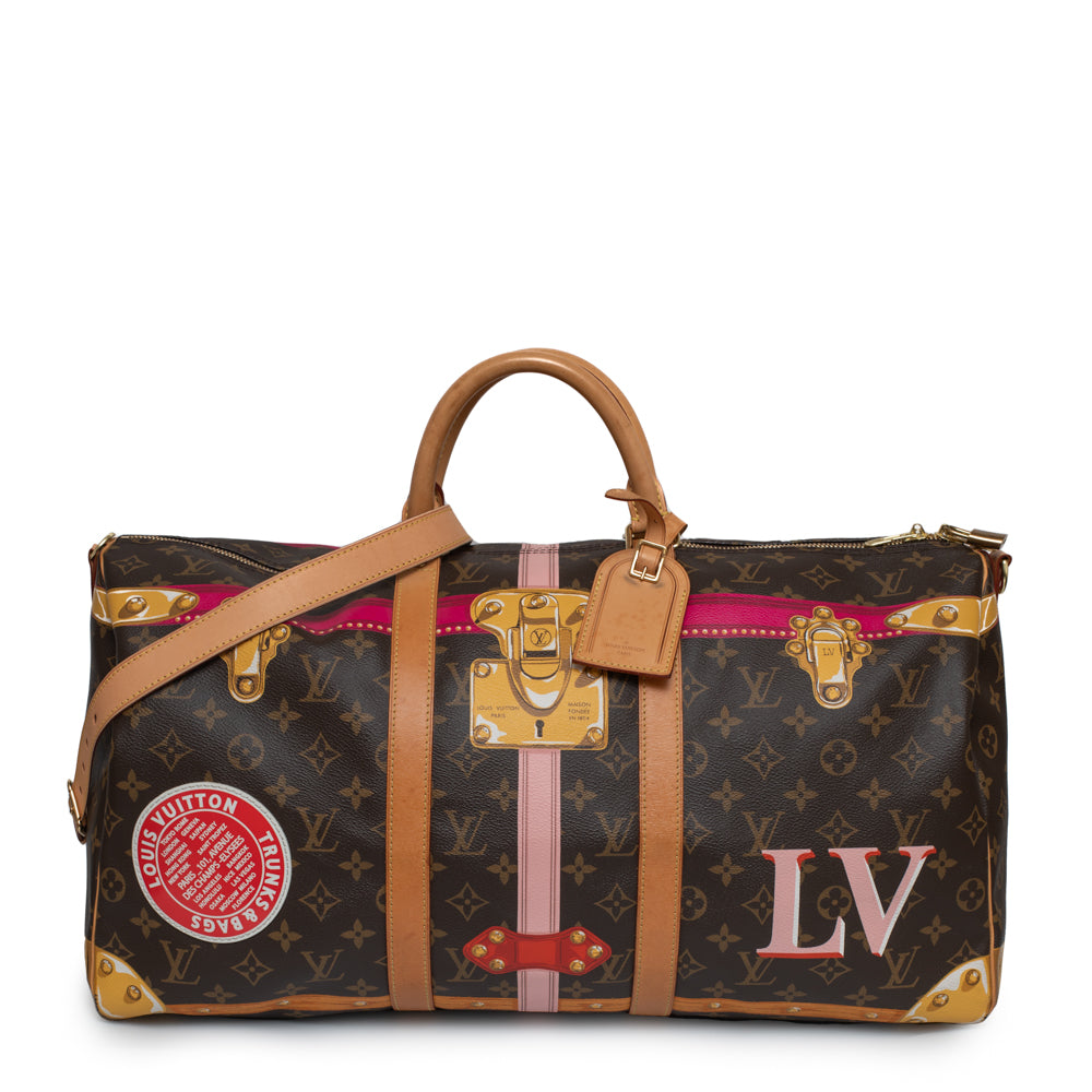 Keepall 50 Edition Summer Trunk en toile monogramme marron