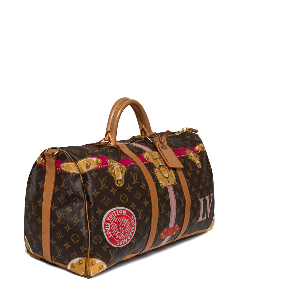 Keepall 50 Edition Summer Trunk en toile monogramme marron